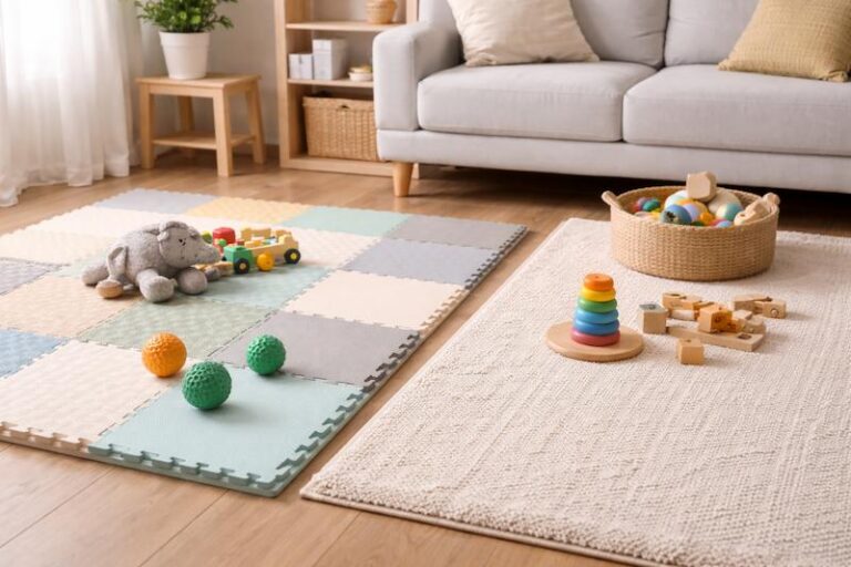 Diferenças entre tapetes sensoriais infantis e tapetes comuns da casa