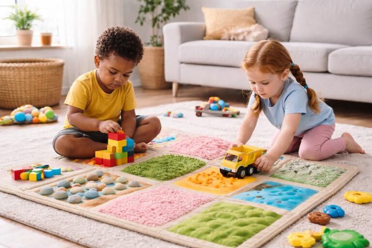 Tapete sensorial infantil interfere no uso de outros brinquedos no chão