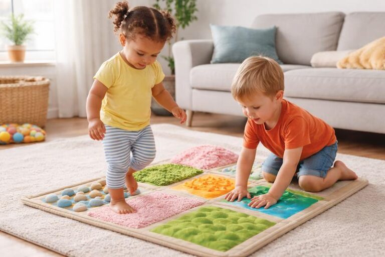 Tapete sensorial infantil faz barulho durante o uso das crianças